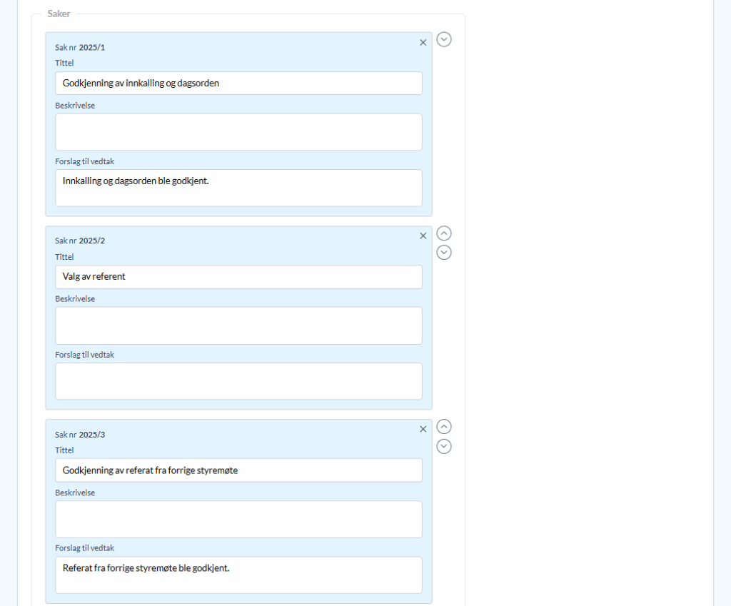 saksliste styrehjelp