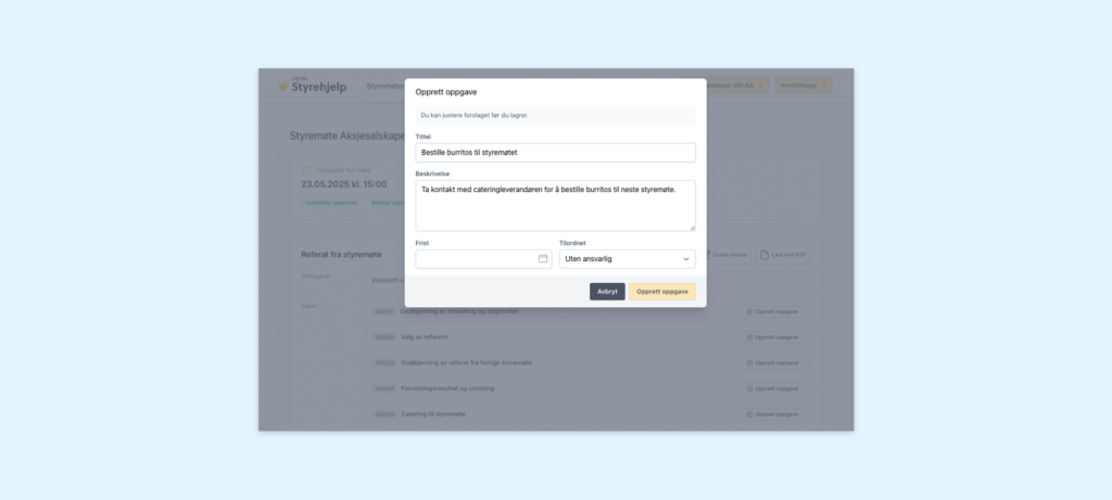 Oppgaver i møter Styrehjelp